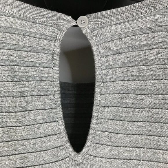 Lane Bryant Ribbed Knit Keyhole Sweater Women's Plus Size 14/16 Gray 3/4-Sleeve - Picture 5 of 11